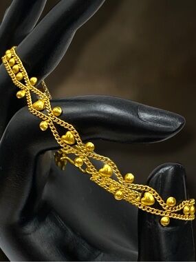 Vintage 22K Yellow Gold 6.75” Fancy Link Chain Bracelet with Elephant Motif!